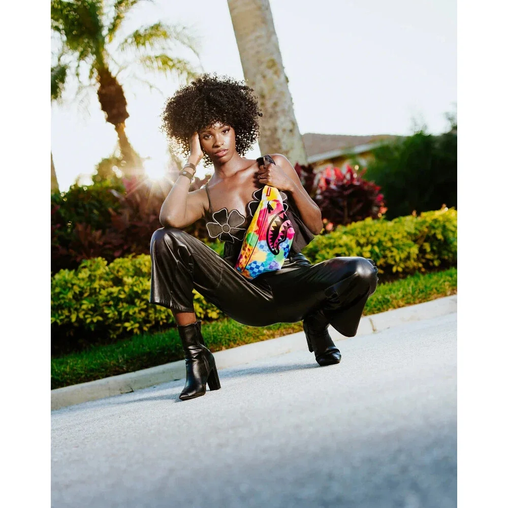 Sprayground Vivid Livid and Splivid Savvy Crossbody Leather Waist Bag DSB117 - Picture 8 of 15